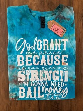 Handmade God Grant Me Peace Graphic Tee NWT Large